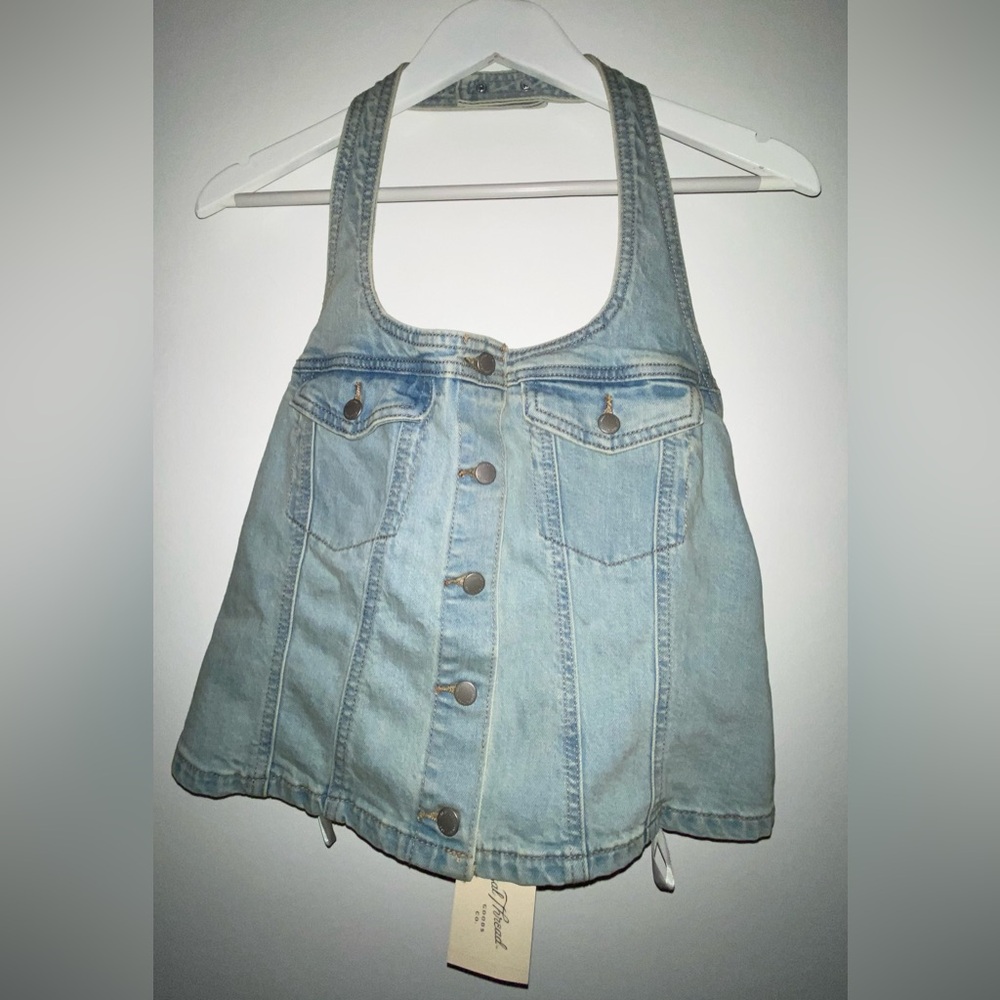 NWT Target universal thread denim halter top button front size L NEW Boho Summer